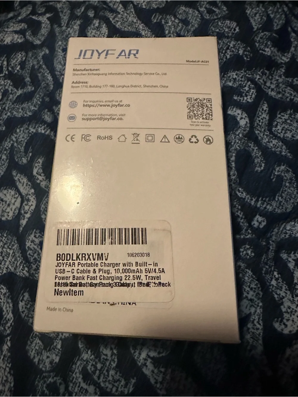 JOYFAR 10000mAh Power Bank - White